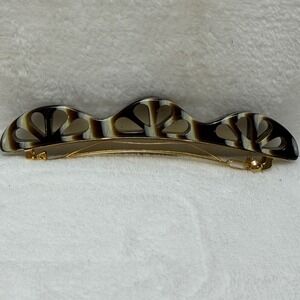 Oyonnax French Style Scalloped Tortoise Shell Barrette Hair Clip Brown 4.25"